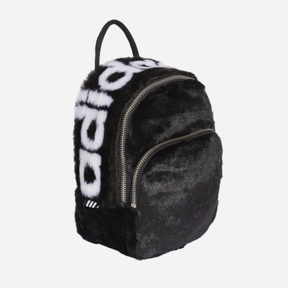 Adidas x Faux Fur Mini Backpack Black Purse Limited Edition